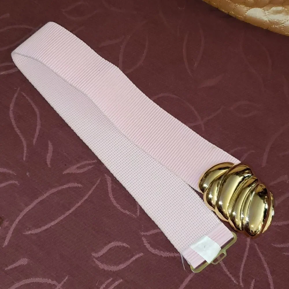Goodheart Light Pink & Goldtone Stretchy Belt